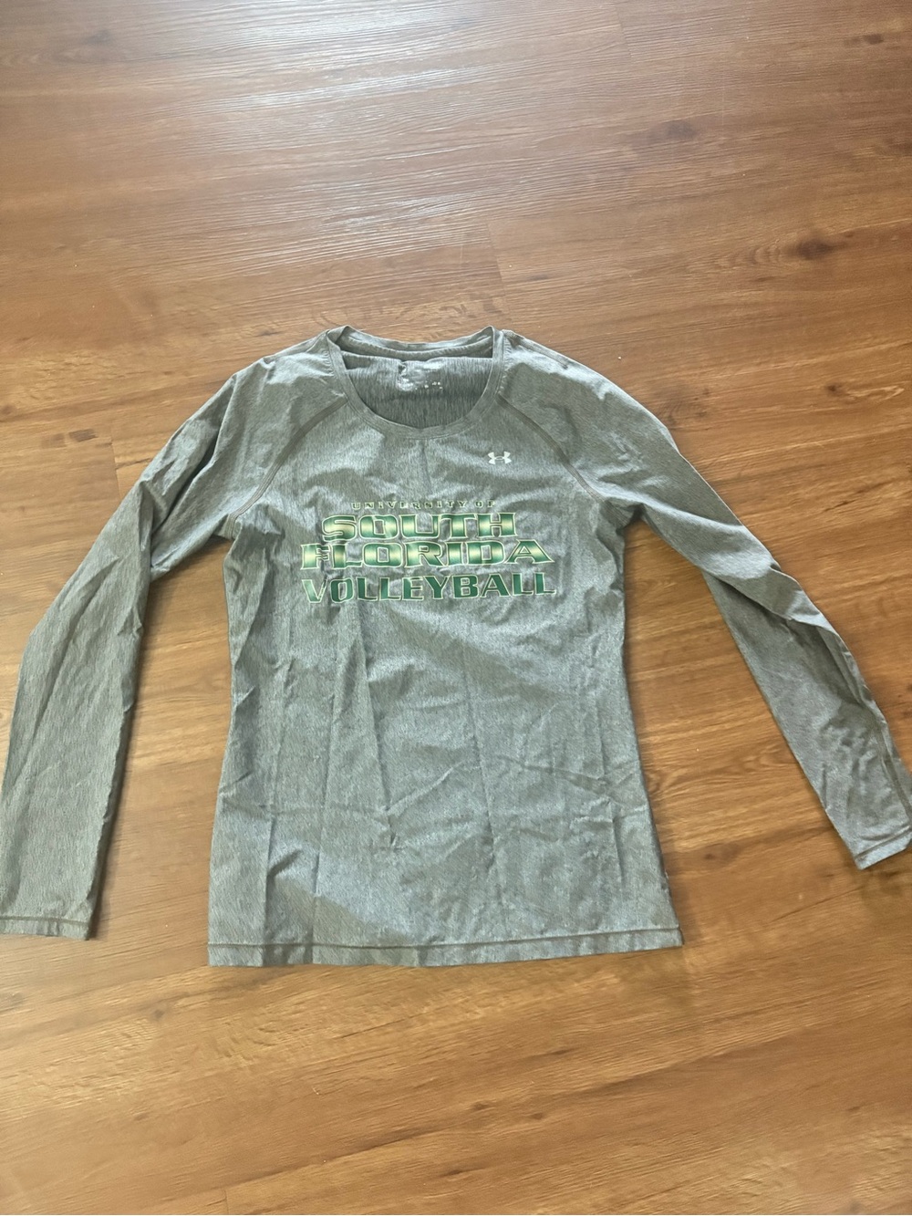Under Armour Gray Long Sleeve South Florida Volleyball Tee with Green Graphic